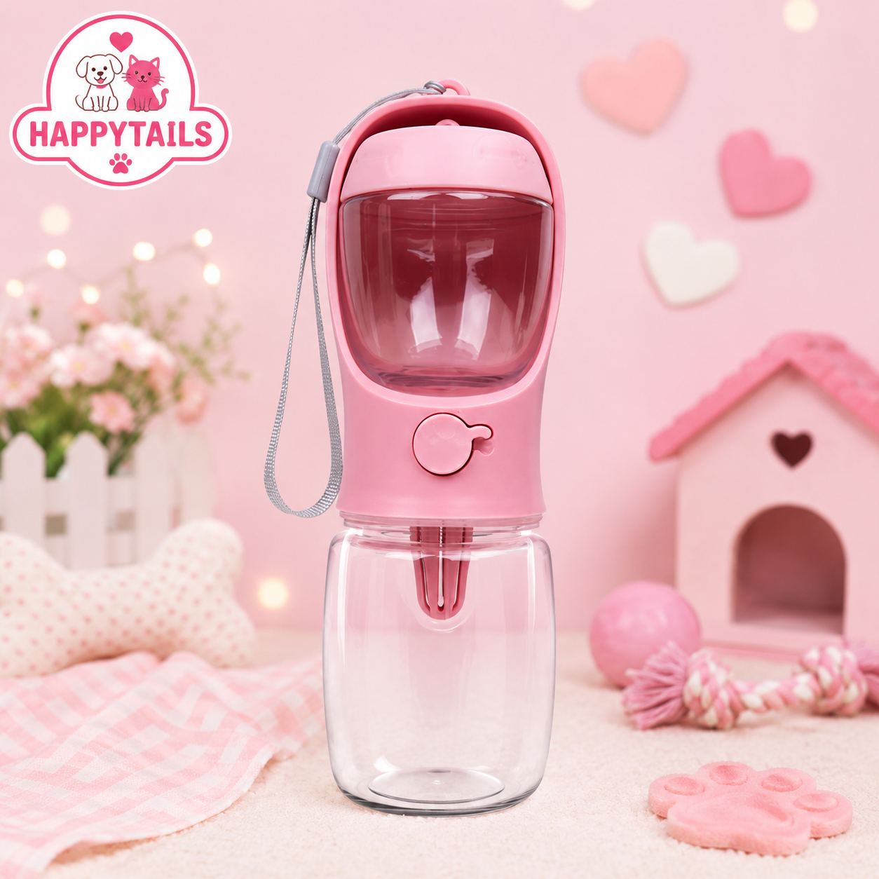 HAPPYTAILS PawGo™ 2-in-1 Travel Bottle with Storage Food and Water Container for Pet.