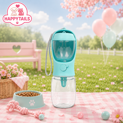 HAPPYTAILS PawGo™ 2-in-1 Travel Bottle with Storage Food and Water Container for Pet.